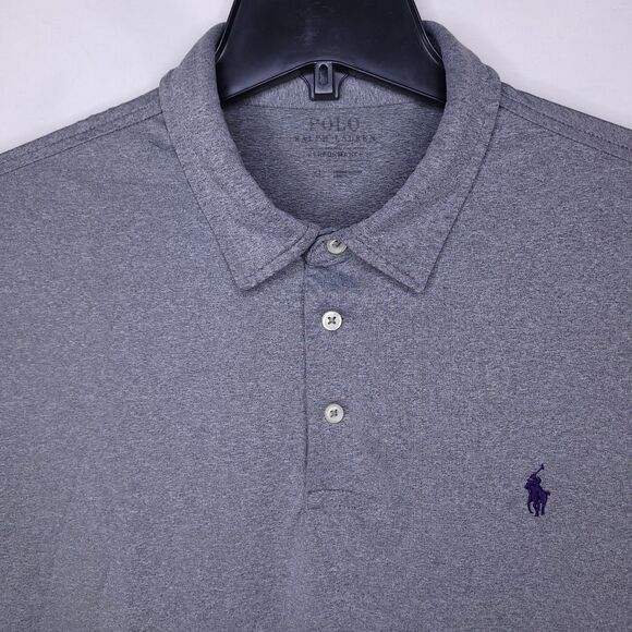 Ralph Lauren Polo Shirt Mens XL Gray, Purple Pony Performance - Picture 1 of 11